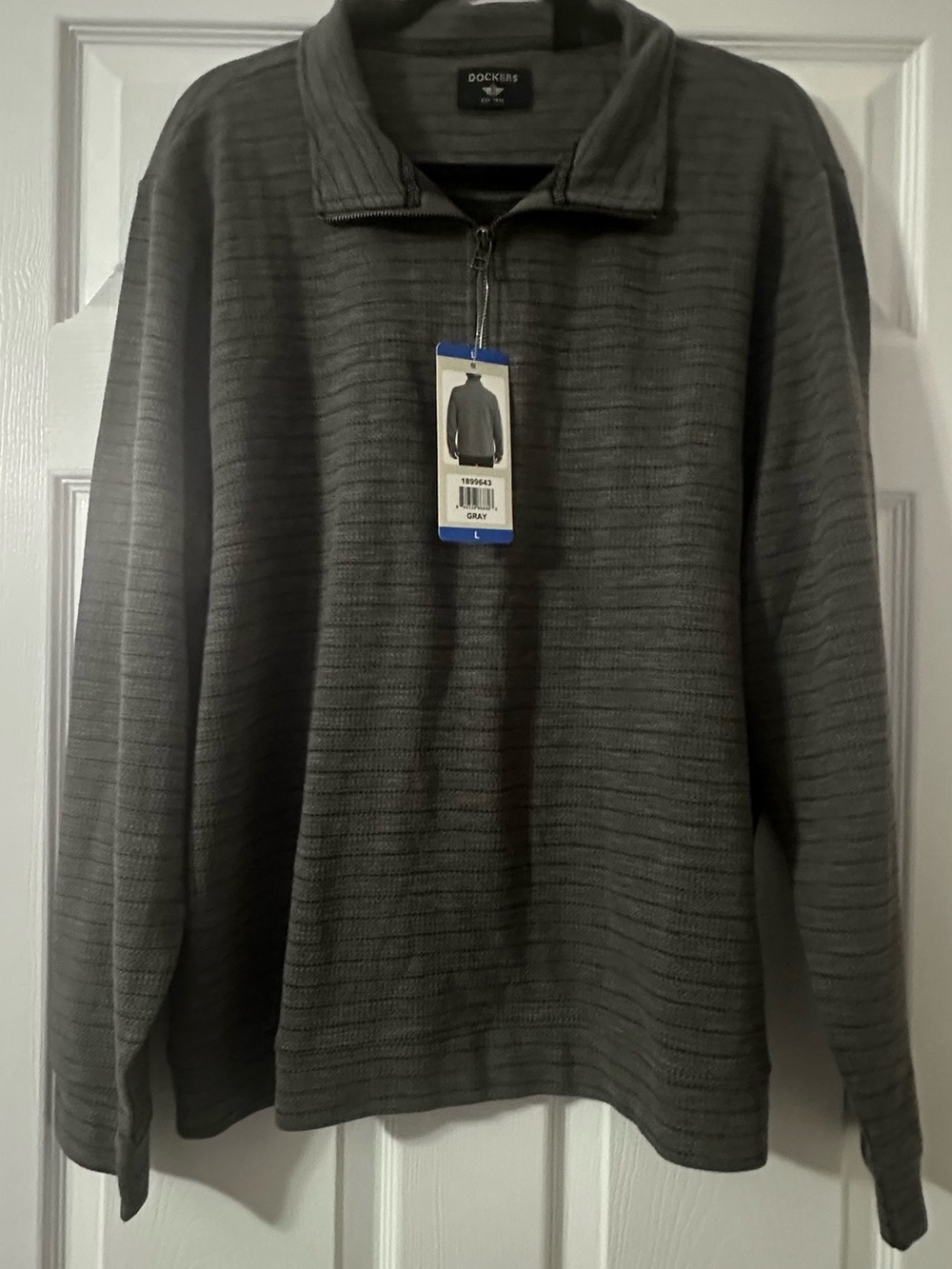 Dockers Men's Dark Gray Quarter-Zip Knit Pullover